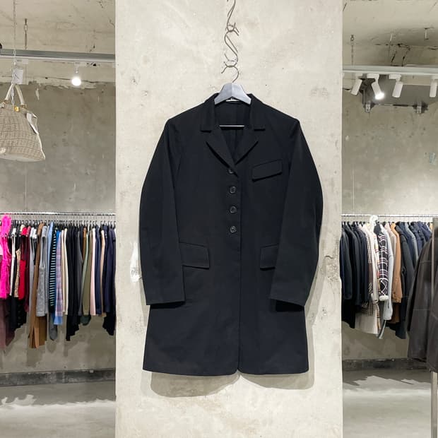 질샌더 블랙 멀티 플랩포켓 코튼 롱 자켓