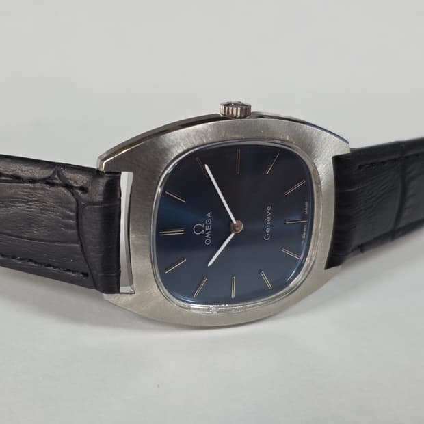 정품 OMEGA 수동 빈티지 제네브 청판다이얼 시계 34mm