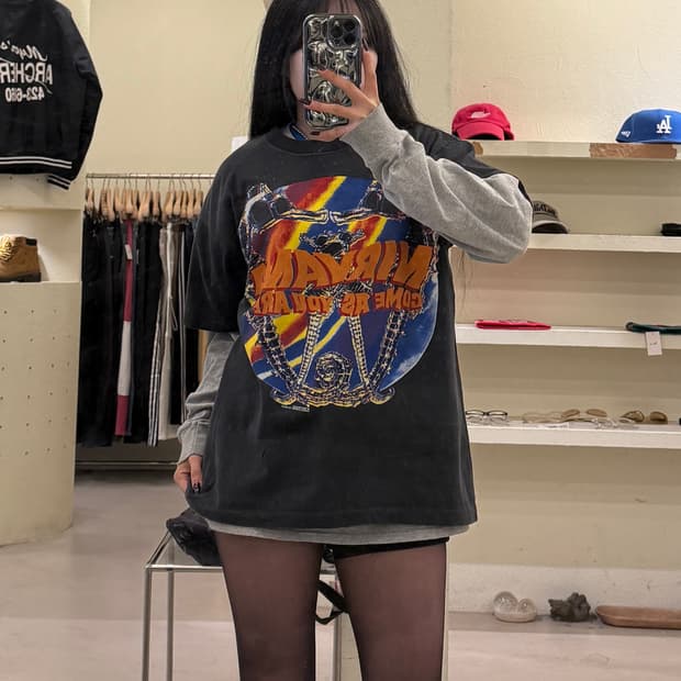 빈티지 너바나 밴드 프린팅 반팔 티셔츠 U1447