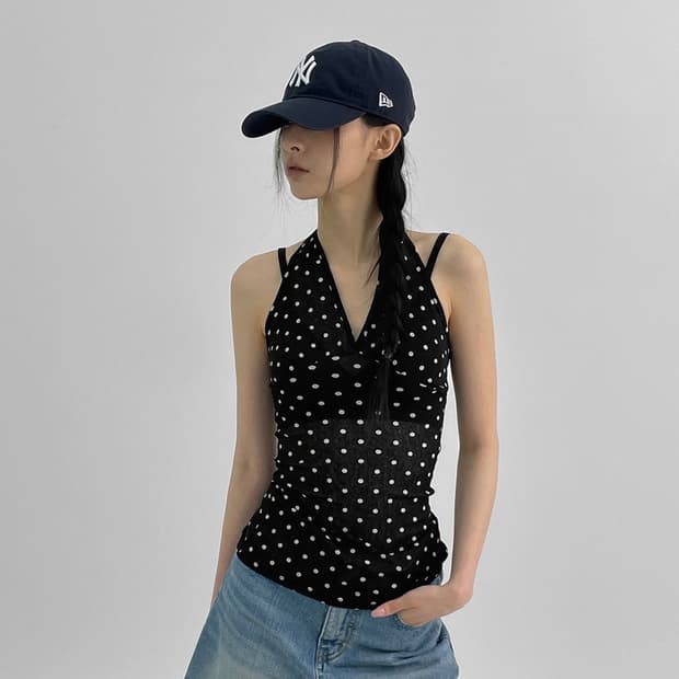 블랙업 베렘 시스루 도트 홀터나시