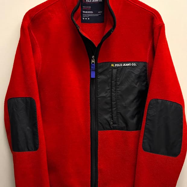 (M~L)00s POLO 폴로 진스컴퍼니 엘보 패치 플리스 후리스자켓