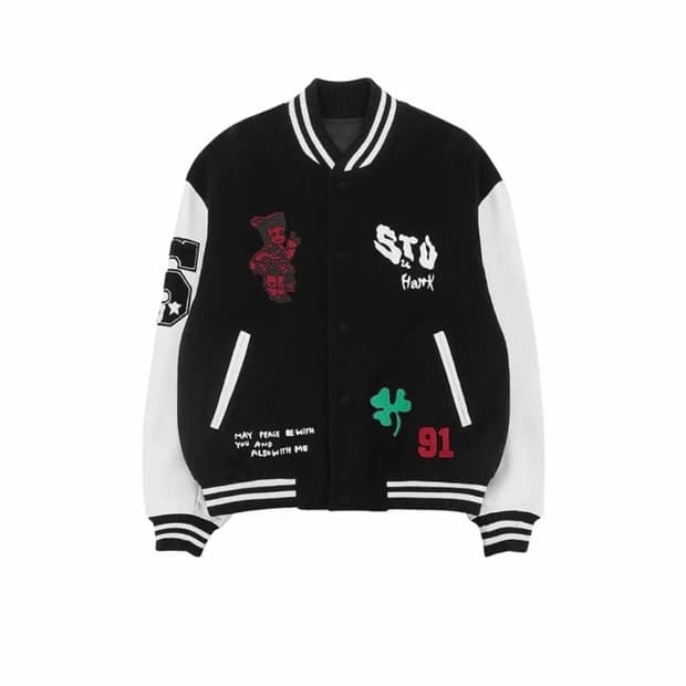 STU 행크 바시티 자켓 블랙