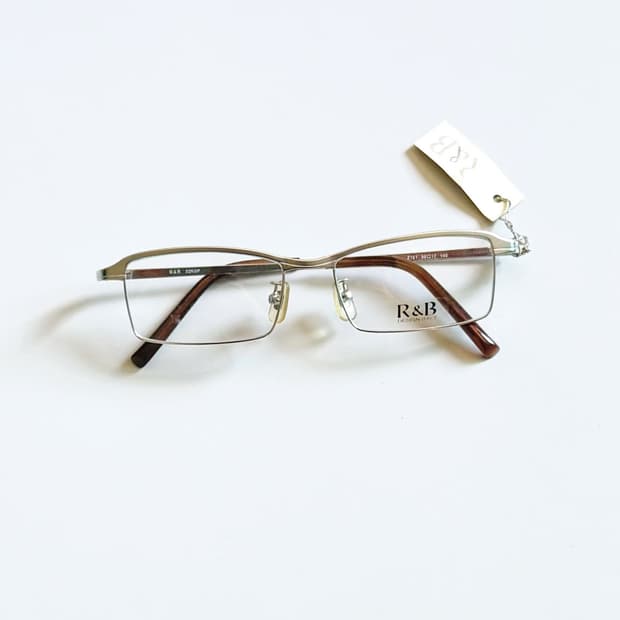 R&B EYEWEAR 실버 반무테 스퀘어 메탈 빈티지 안경