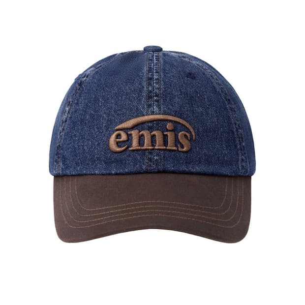 이미스 워시드 데님 볼캡 (블루브라운)