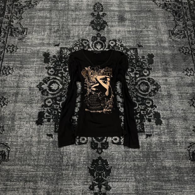 Soves lettering gal y2k ribbed cut sew