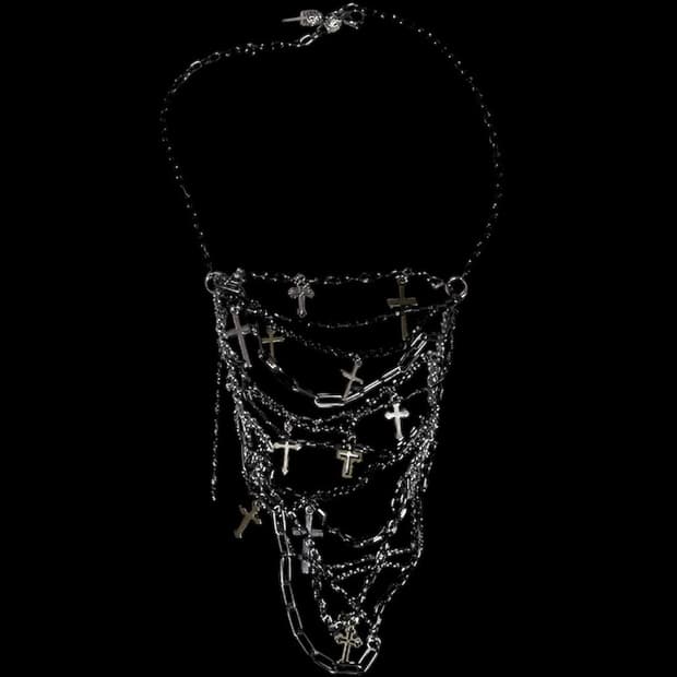 Vkei layering cross necklace