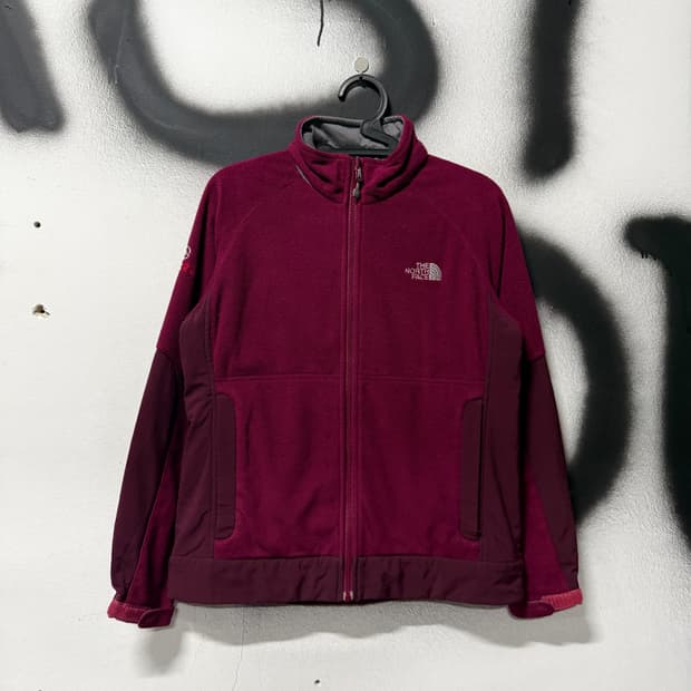 노스페이스 플럼 색상 나일론 배색 플리스 자켓