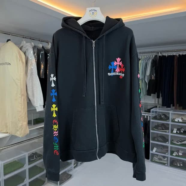 [정품] 크롬하츠 멀티 컬러 크로스 패치 집업 후드 XL
