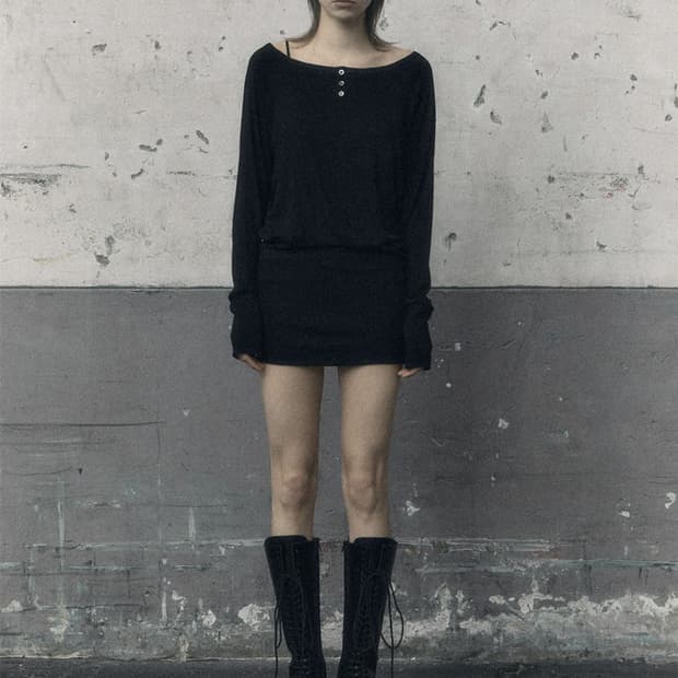 보헤미안서울 루즈 보트넥 드레스 블랙