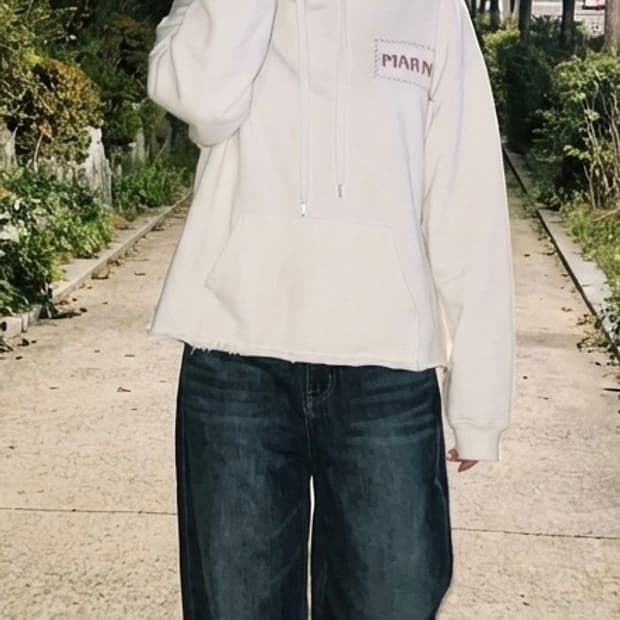 마르니 핸드 스티치 로고 후드티