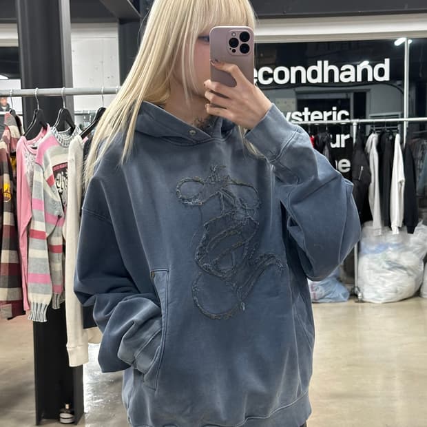  세터 캐주얼 헤리티지 아플리케 다잉 워시드 후드