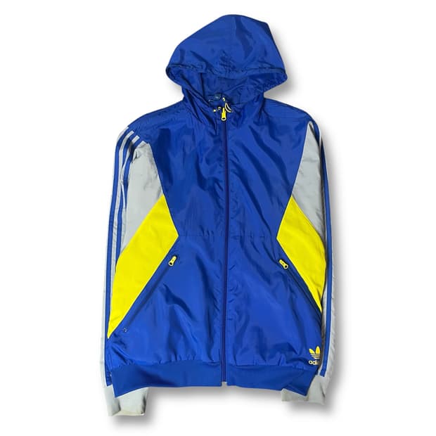 아디다스 블루 옐로우 트랙탑 나일론 바람막이 95
