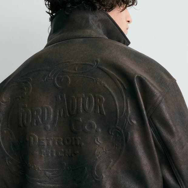 Zara x Ford embossed faux leather bomber