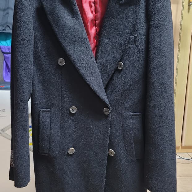 TOM FORD 톰 포드 더블 버튼 슬림핏 하프코트 자켓 블랙 EU46