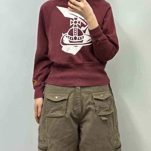 비비안웨스트우드 빅로고 버건디 스웻 맨투맨 