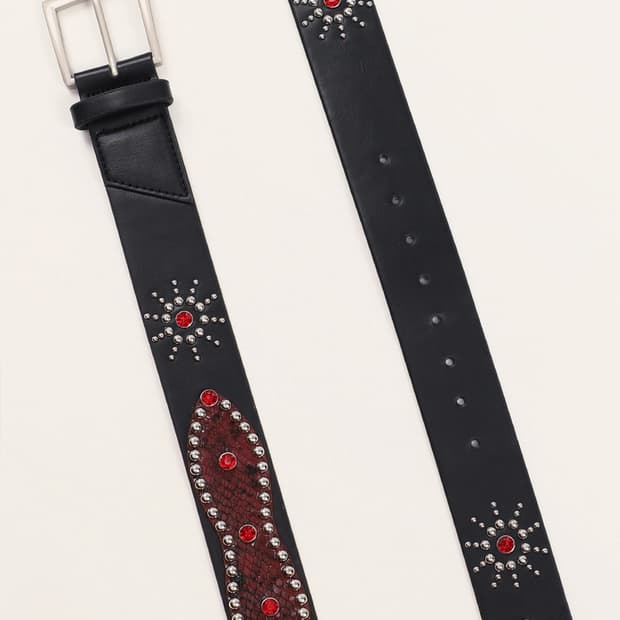 Vintage Red Stud Leather Belt