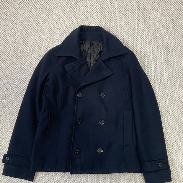 빈티지 네이비 울 피코트 