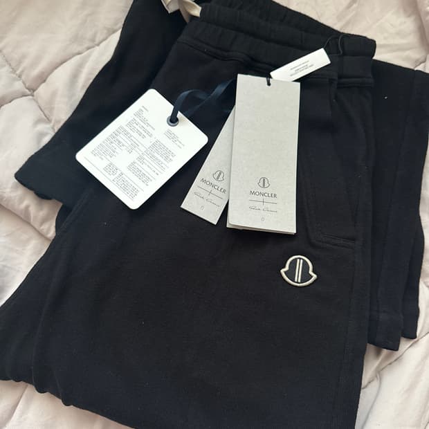 몽클레르 릭 오웬스 코튼 스웨트팬츠 블랙