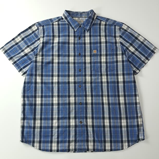 CK736 2XL 칼하트 블루 마드라스체크 반팔 셔츠 남방