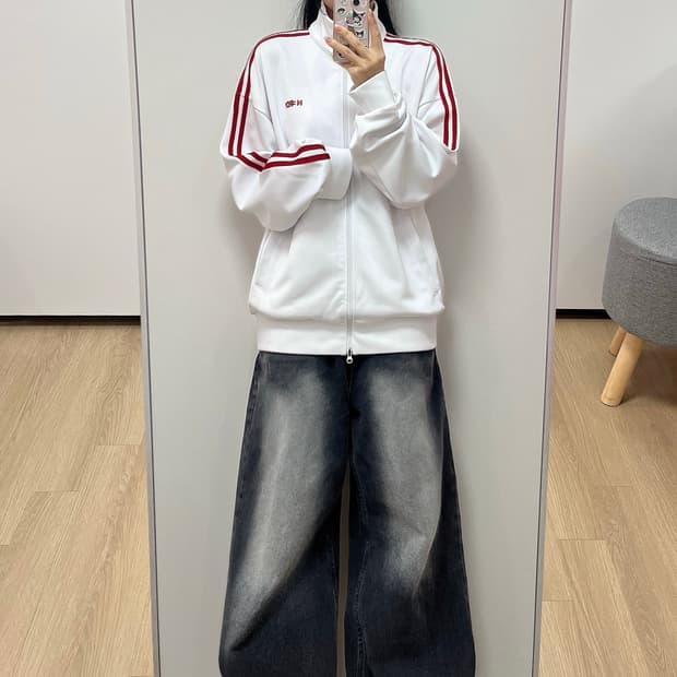 널디 레드 사이드라인 화이트 흰빨 트랙탑 져지