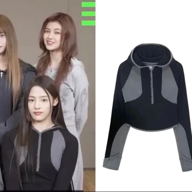 (뉴진스착용)스마트어반유즈풀 후드탑 블랙