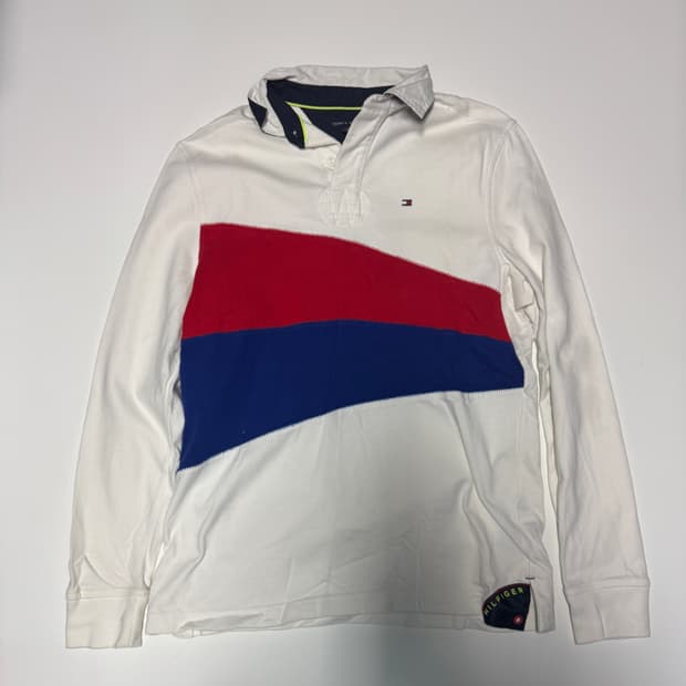 타미힐피거 세일링 화이트 럭비 티셔츠