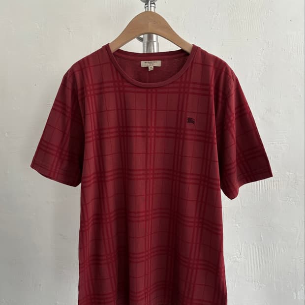 Burberry 버버리 런던 버건디 체크 패턴 티셔츠