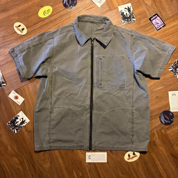 Evolution garment wash zip up half shirt