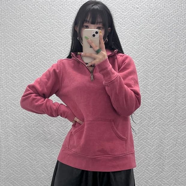 칼하트 빈티지 레트로 더티핑크 반집업 후드티 M C09456