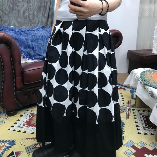 빈티지 여성 뒷밴딩 도트 스커트 (Z1049)