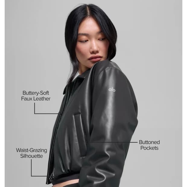 Alo yoga 알로 레더자켓 블랙 S