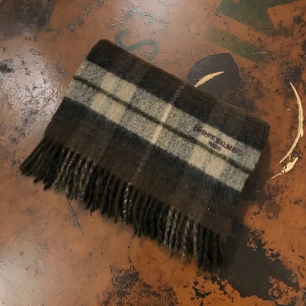 Japan 피에르 발망 브라운 톤 울 머플러 남녀공용 