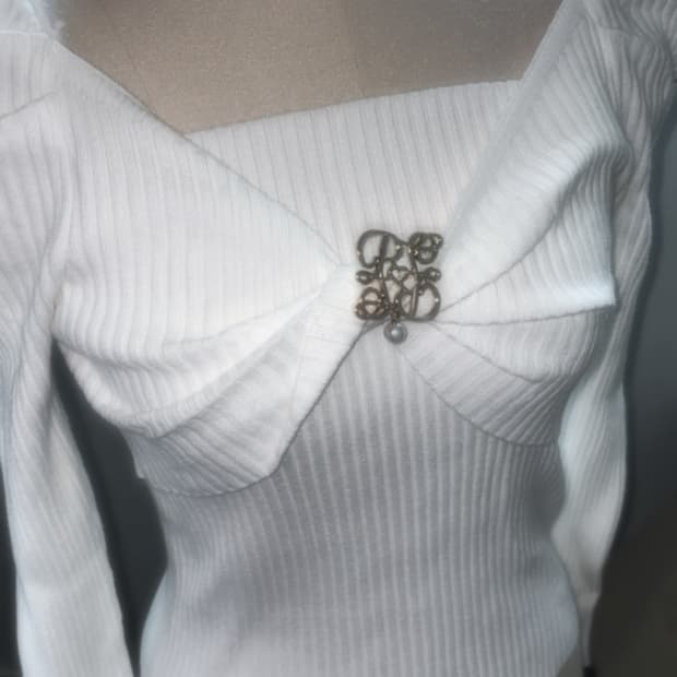 급전) 로지타 갸루 양지뢰 스나계 일본빈티지 니트 블라우스+브로치