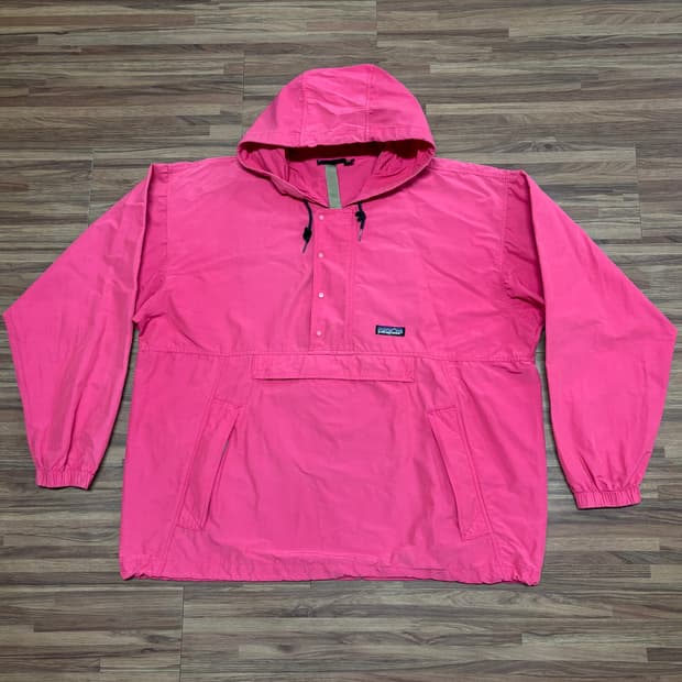 90s 파타고니아 한국제 핑크 배기스 아노락 스모크 스목 풀오버 후드
