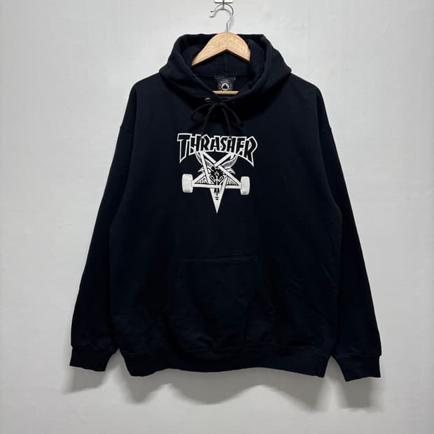 트레셔 블랙 프린팅 후드티