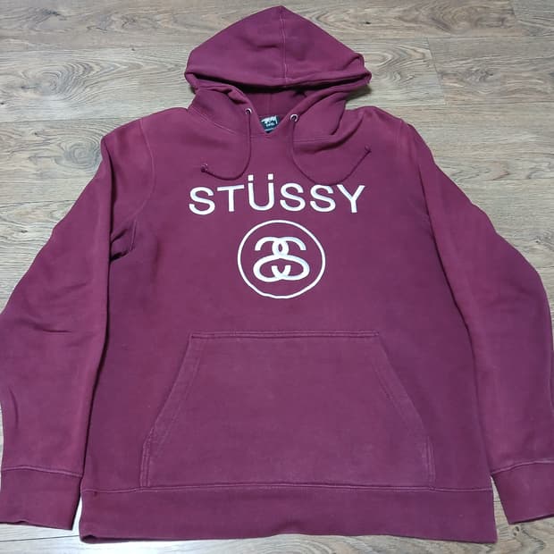 스투시 버건디 더블링크 후드