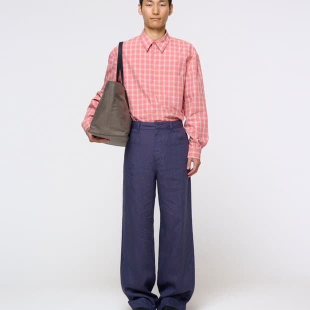 아모멘토 oversized pocket check shirt