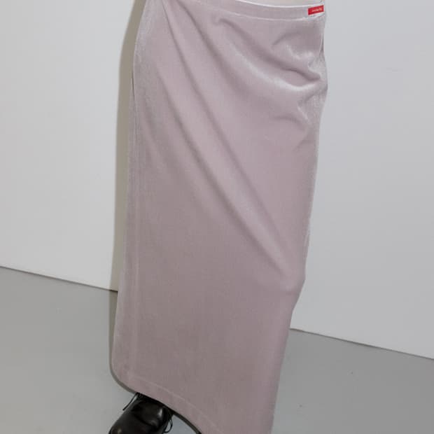 오버듀플레어 VELVET LONG SKIRT_SILVER 새상품