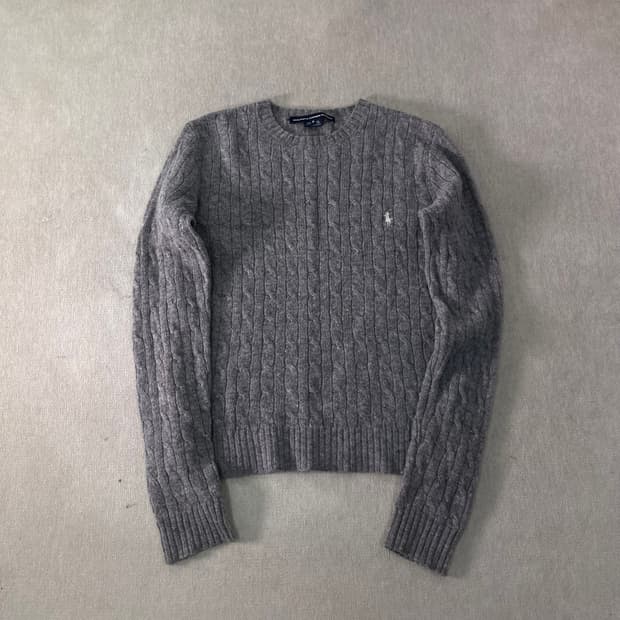 W 95 폴로랄프로렌 스포츠 램스울 꽈배기 니트