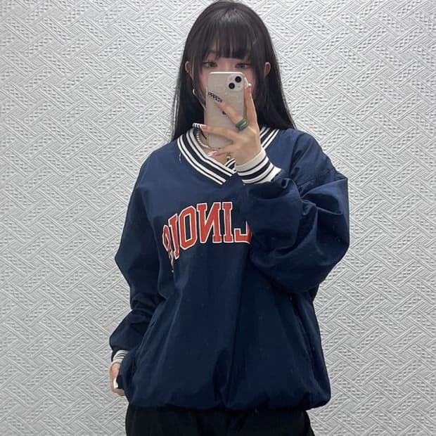 챔피온 90s 올드스쿨 일리노이주 오버핏 웜업 바람막이 C10669