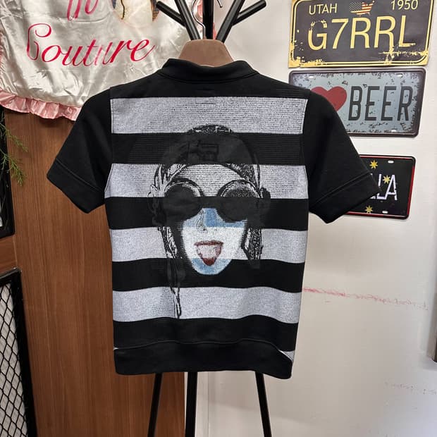 Diesel Back Print Black Zip Up T Shirt
