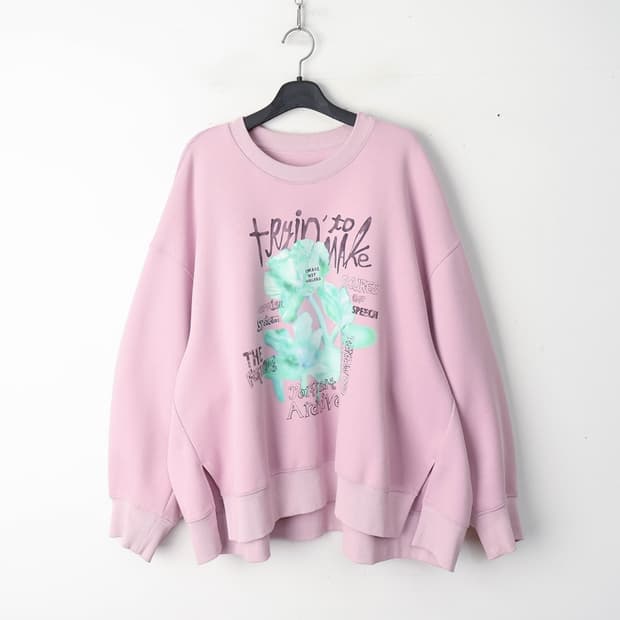 66/시스템 오버사이즈 프린트 스웻셔츠