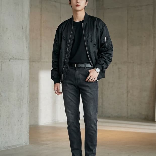 시리즈(series;) 힙스터 핏 워싱 블랙 데님 팬츠