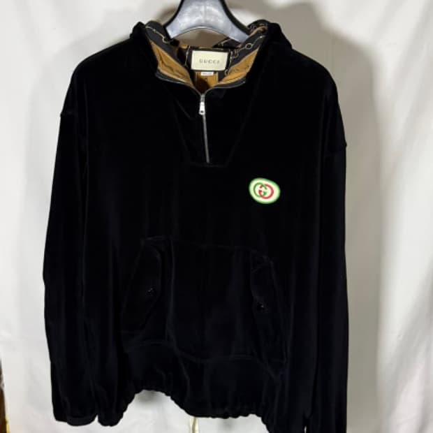 [정품] 구찌 벨벳 GG 로고 클래식 아노락 자켓 L