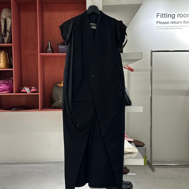 릭 오웬스 블랙 16ss 런웨이 드레스 코트