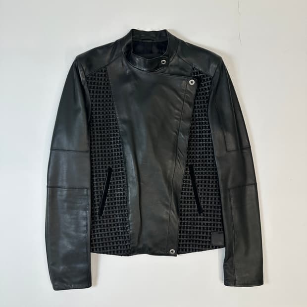 폴 스미스 램스킨 체커보드 가죽자켓 s 