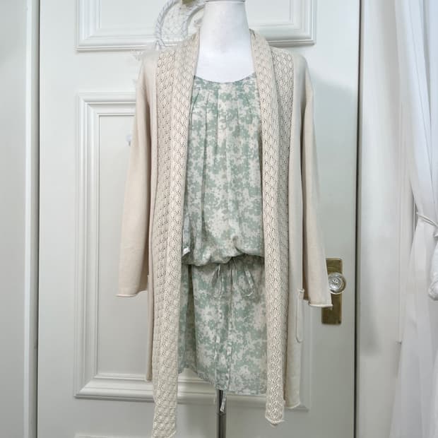 ivory crochet mori loose open cardigan