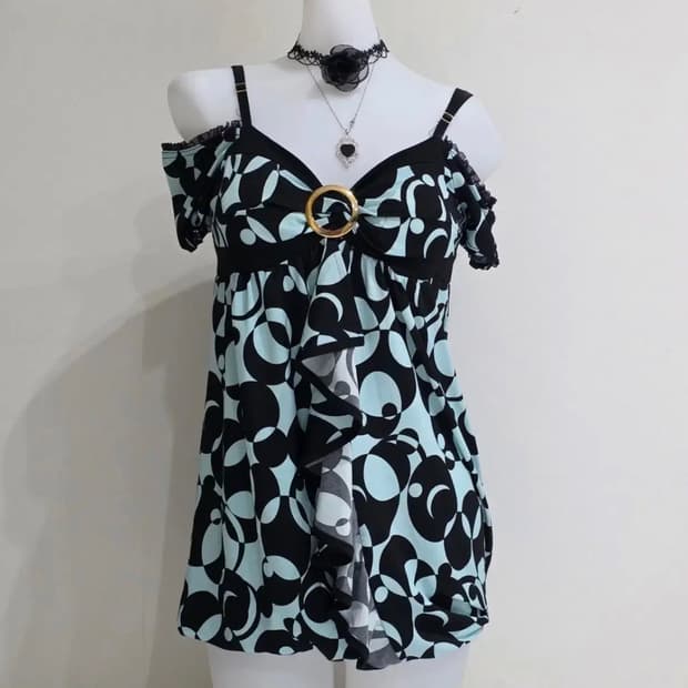 세실맥비 오네갸루 갸루 오리엔탈 민트 오프숄더 원피스 헤이세이 핀터빈티지