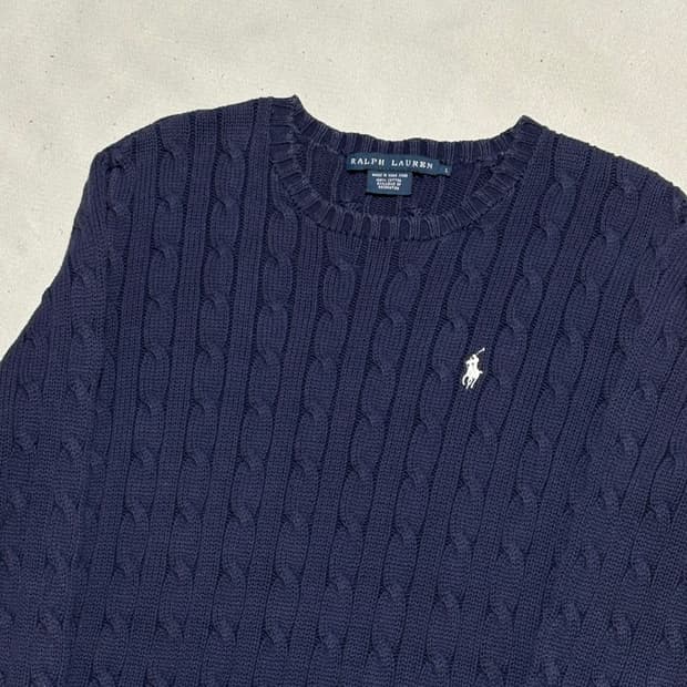 L 폴로랄프로렌 여성용 네이비 케이블 니트