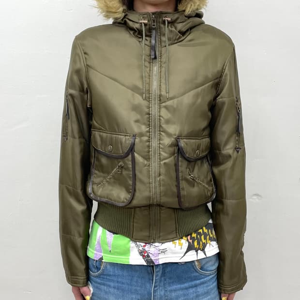 Two-Pocket Glossy Khaki Padded 